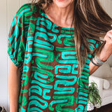 Mint Chocolate Around The Bend Printed Blouse
