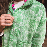 Green Bandana Print Quilted Jacket