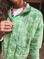 Green Bandana Print Quilted Jacket