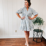 Baby Blue Damask Eyelet Dress