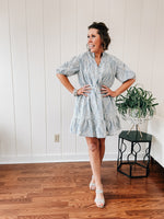 Baby Blue Damask Eyelet Dress