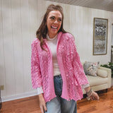 Wavy Crochet Hooded Lightweight Cardigan