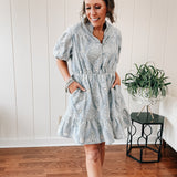 Baby Blue Damask Eyelet Dress