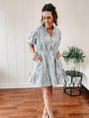 Baby Blue Damask Eyelet Dress