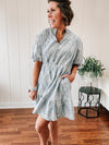 Baby Blue Damask Eyelet Dress