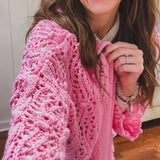 Wavy Crochet Hooded Lightweight Cardigan