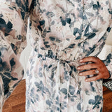 Lilac Multi Floral Eyelet Button Midi Dress