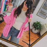 Wavy Crochet Hooded Lightweight Cardigan