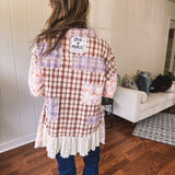 That's So Vintage Pink Plaid Patchwork Mix Button Up