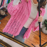 Wavy Crochet Hooded Lightweight Cardigan