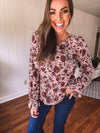 Amber Mix Print Square Yoke Embroidered Top