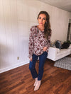 Amber Mix Print Square Yoke Embroidered Top
