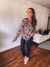 Amber Mix Print Square Yoke Embroidered Top