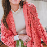 Wavy Crochet Hooded Lightweight Cardigan