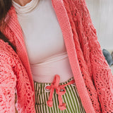 Wavy Crochet Hooded Lightweight Cardigan