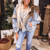 Denim & Fleece Mix Match Zip Up Jacket