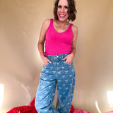 Soft, V neck front and back tank with thin straps. Available in many colors.