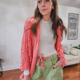 Lime Striped Twill Patch Barrel Pant