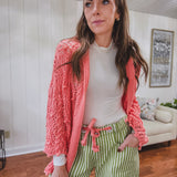 Wavy Crochet Hooded Lightweight Cardigan