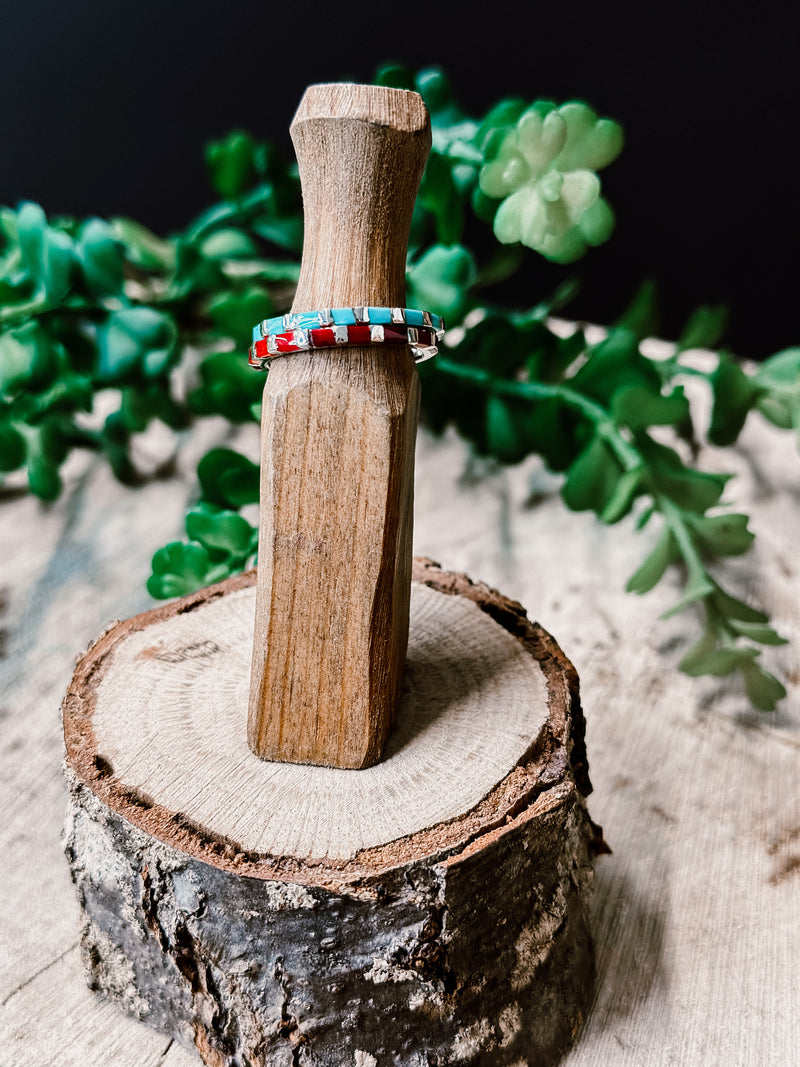 Square Inlay Stacker Ring