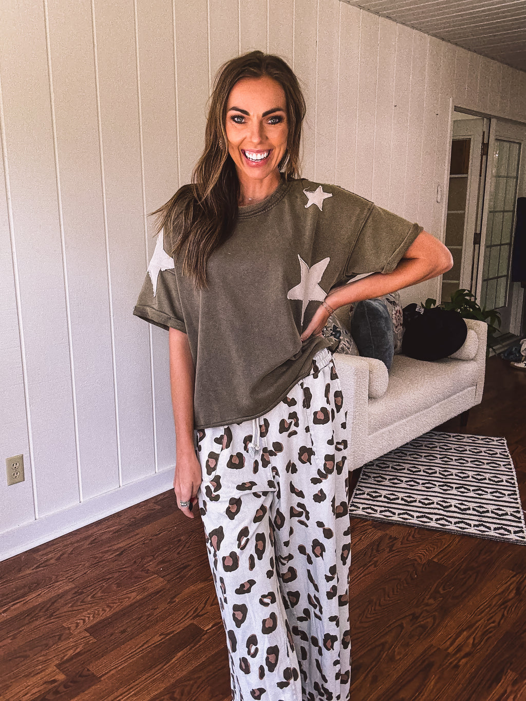 Olive Star Patch Mineral Wash Tee