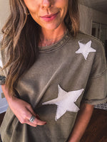 Olive Star Patch Mineral Wash Tee
