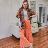 Faded Rust Orange Mineral Wash Wide Leg Utility Pant | Preorder