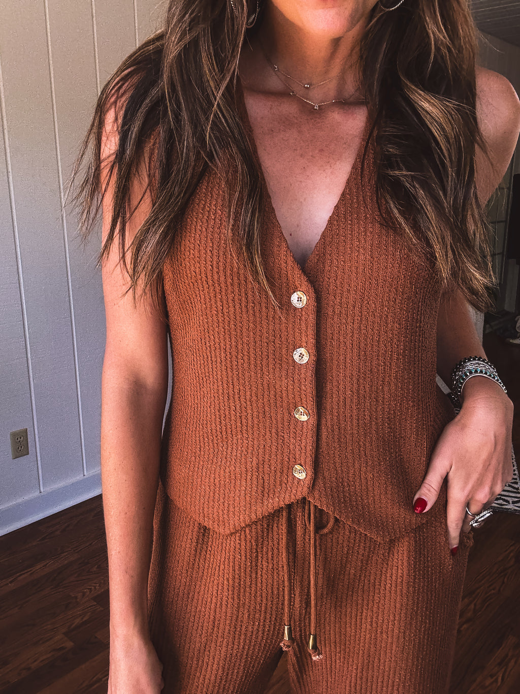 Toffee Texture Knit Vest
