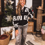 Horseshoe Check Cardi