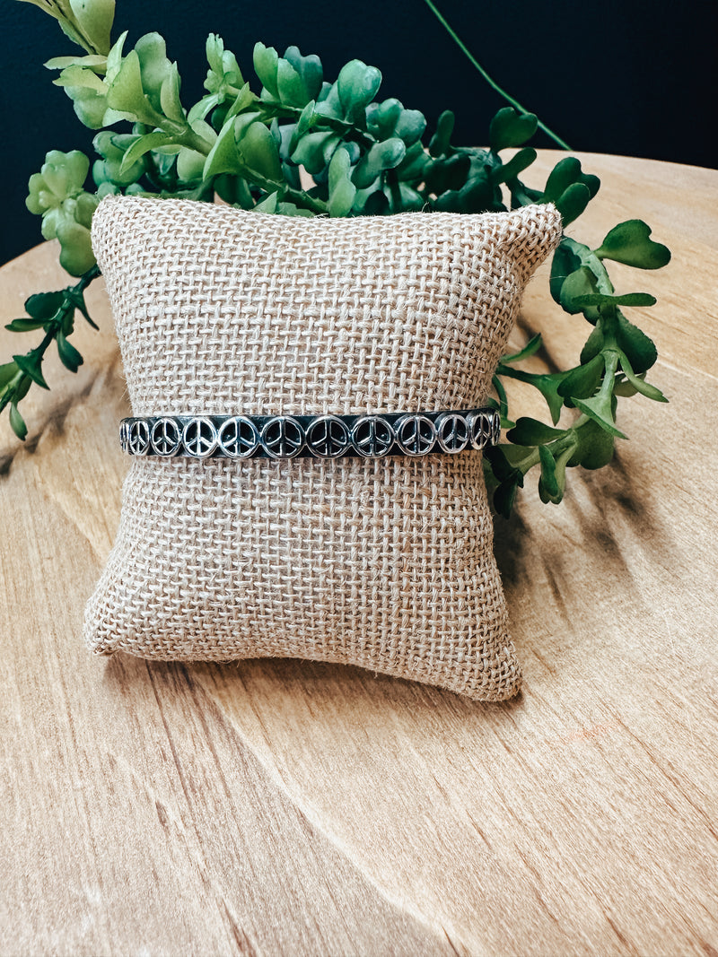 Peace Sign Skinny Cuff