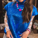 Royal Blue Metallic Foil Sweater Vest