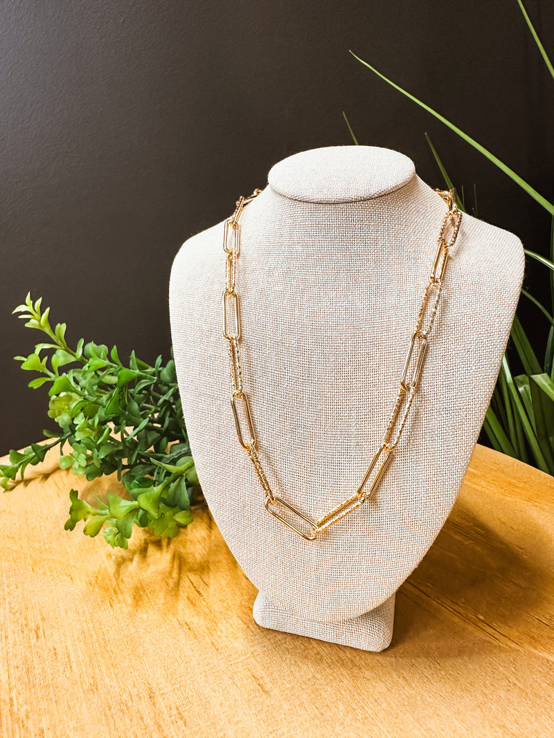 Paperclip Chain Hammered Simple Layering Necklace