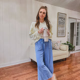 Washed Terry Knit Wide Pant | Cornflower Blue