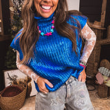 Royal Blue Metallic Foil Sweater Vest