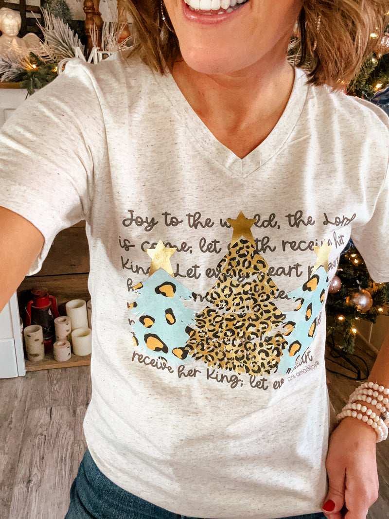 Oatmeal Joy To The World V Neck