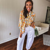 Banana + Blue Mix Print Blouse