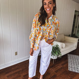 Banana + Blue Mix Print Blouse