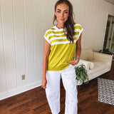 Lime Stripe Sweater Vest Top