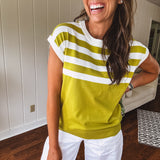 Lime Stripe Sweater Vest Top