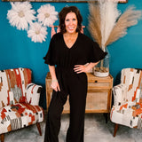 Black Frill Sleeve Jumpsuit