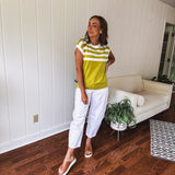 Lime Stripe Sweater Vest Top
