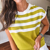Lime Stripe Sweater Vest Top