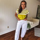 Lime Stripe Sweater Vest Top