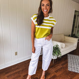 Lime Stripe Sweater Vest Top