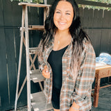 Mineral Wash Oversized Plaid Shirt