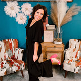 Black Frill Sleeve Jumpsuit