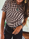 Black & White Checker Short Sleeve Mesh