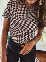 Black & White Checker Short Sleeve Mesh