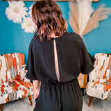 Black Frill Sleeve Jumpsuit