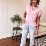 Light Pink Woven Pullover with Pocket